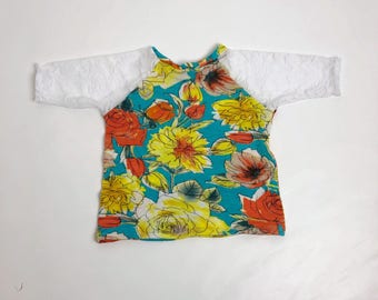 Floral and White Lace Raglan
