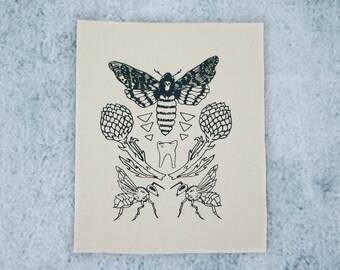 Ivory Moth Tooth Sew On Punk Patch