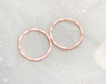 2 of 925 Sterling Silver Rose Gold Vermeil Style Hammered Circle Closed Rings 18mm. :pg0609