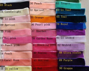 5 yards 3/4 inches Velvet Ribbon You Choose Colors RY34-100