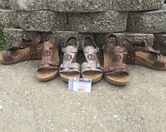 Monogram Sandals, Monogram Shoes, Monogram Wedge, Wedge Heels for Women, Monogrammed Womens Sandals,Mommy and Me Shoes, Dressy Sandals