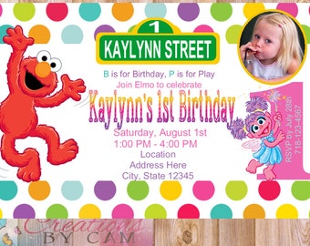 Elmo & Abby Cadabby Birthday Invitation, Elmo Birthday, Abby Birthday, Abby Cadabby Birthday, Elmo Invitation, Abby Invitation
