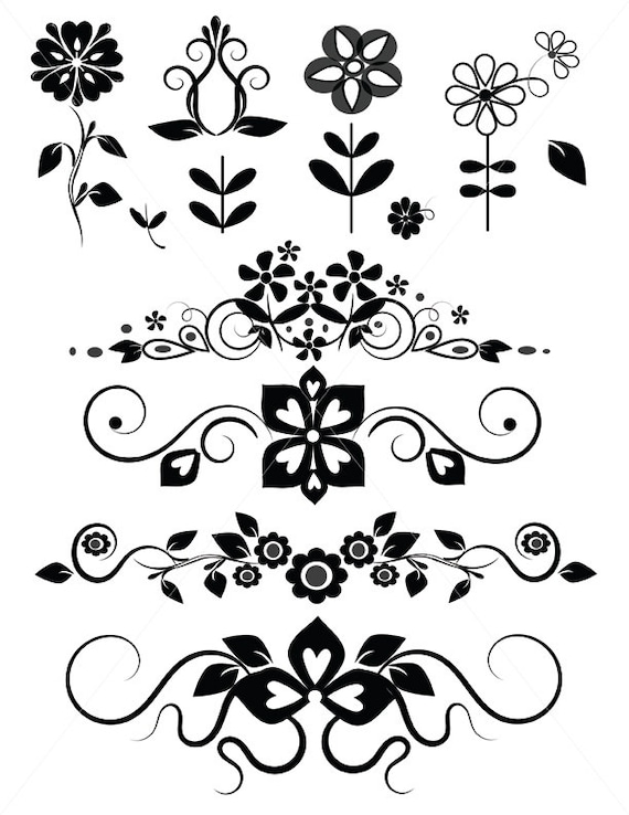 Download SVG Flowers Floral Divider Lines Ornamental Swirls Digital