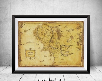 middle earth map lord of the rings print middle earth print lord of