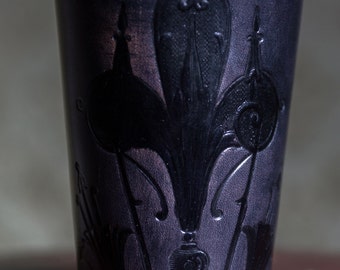 Art Deco Leder Würfelbecher - Antik schwarz