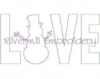 Raggy Applique Snowman Love Machine Embroidery Design - 4 Sizes