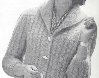KNITTING PATTERN - Shawl Collar Cardigan - Sizes 12, 14 and 16