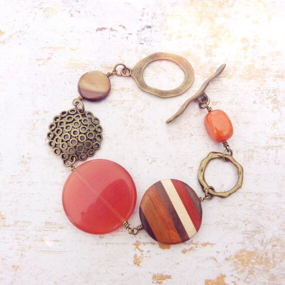 Big boho bracelet, Boho bracelet, Orange bracelet, Original bracelet, Boho jewelry, Stylish bracelet, Colorful bracelet, Bold bracelet