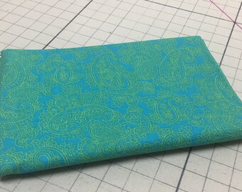 Aqua and Lime Paisley Quilting Fabric