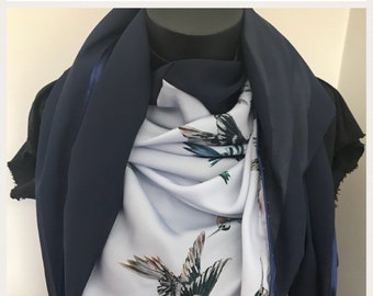 Blue Bird floral triangle scarf