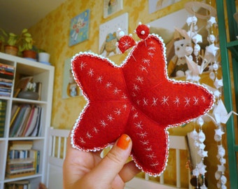 Starfish, sea star pincushion with 2 decorative pins, home decor ,soft art creature by Wassupbrothers