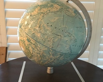 World Globe Rand Mcnally on wood base mid century