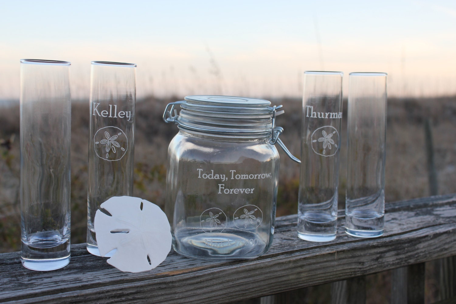 5 Piece Sand Ceremony Set with Sand Dollar and 4 Pouring