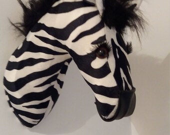 Faux taxidermy wall hanging zebra head