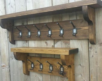 Number insert Coat Hook Rack With Shelf