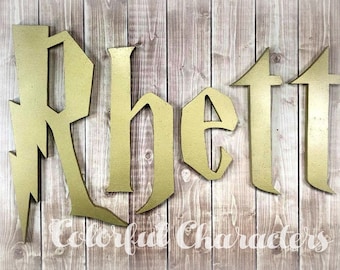 Potter Wizard inspired painted letters, made to order, wooden letters, wall decor, fan art, nursery decor, hanging letters, room decor
