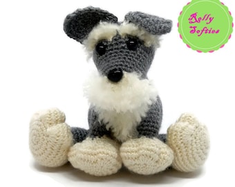 Schnauzer dog amigurumi crochet pattern, PDF instant download