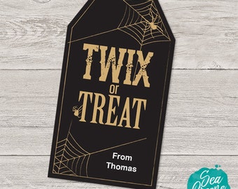 Printable and personalized Halloween tags | Twix or Treat tags | Halloween favour