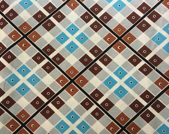 Katie Jump Rope by Denyse Schmidt for Free Spirit in Blue and Brown Argyle