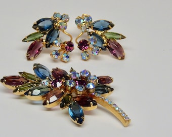 Vintage DeLizza and Elster 'Juliana' for Tara Leaf Brooch and Earrings