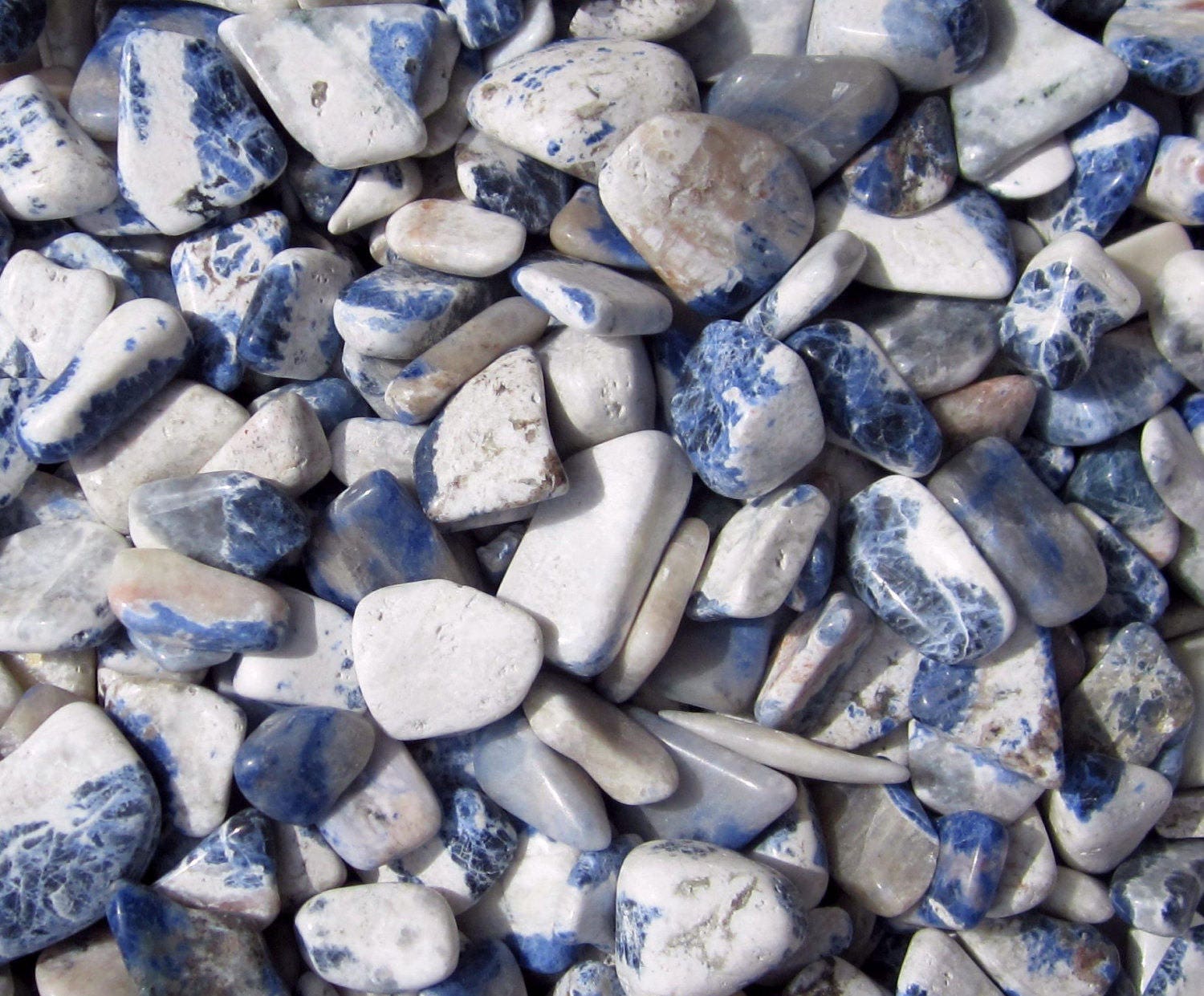 WHOLESALE TUMBLED SODALITE Polished Blue & White Crystal