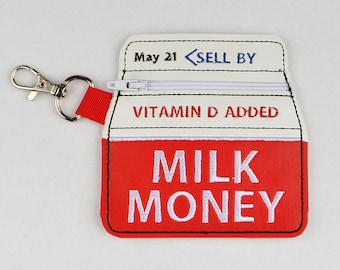 Milk Money zipper bag ITH 4x4 machine embroidery design