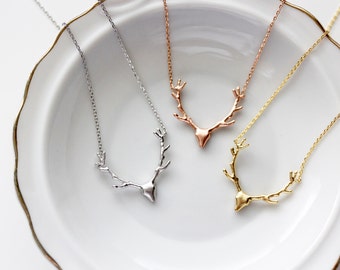 Antler Jewelry Necklace Silver Gold Rose Gold Antler Necklace Deer Antler Jewelry Reindeer Silver Deer Silver Antler Jewelry Tom Design
