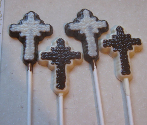One dozen filigree cross sucker lollipop party favors