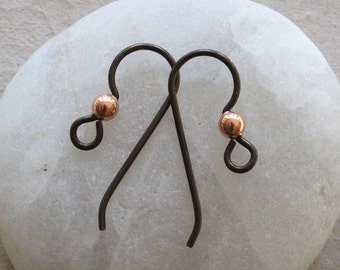 Dark Copper Niobium Ear Wires with 3mm Copper Bead - Jewelry Making Supplies - Hypoallergenic - Tierra Cast Findings