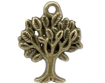 x 5 charms/pendants tree color bronze 22 x 17 mm