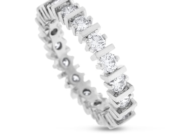 1.50 CT Natural Round Diamond Eternity Band in Solid 14k White Gold