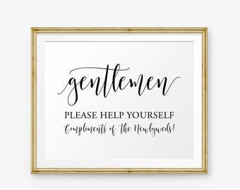 Wedding Bathroom Sign Printable, Mens Bathroom Printable, Wedding Restroom sign, Bathroom Basket Sign, Help Yourself Sign, Gentlemen sign