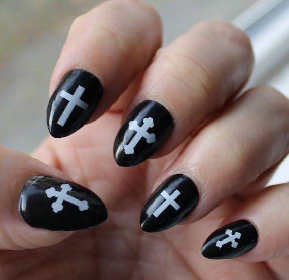 White Gothic CROSS Nail Art CRW Crosses Waterslide Like this item? - White Gothic CROSS Nail Art CRW Crosses Waterslide