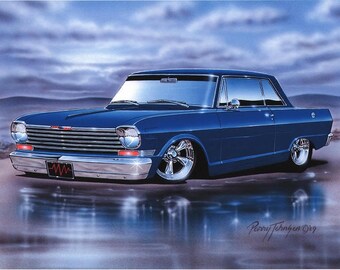 1964 Chevy II Nova 2 Door Hardtop Classic Car Art Print w/ Color Options