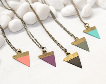 Triangle Necklace, Geometric Necklace, Triangle Pendant, Black Triangle Necklace, Layering Necklace, Triangle Jewelry, Geometric Jewelry