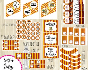 harry potter party pack, party package, instant download, printable party pack, harry potter party, harry potter birthday, party banner,