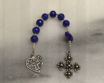 Lapis Lazuli Anglican Chaplet Lapis and Sterling Silver Chaplet Episcopal Prayer Beads Protestant Prayer Beads Pocket Rosary