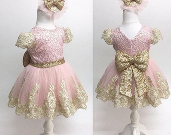 Pink And Gold Dress Etsy