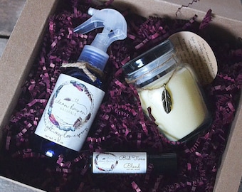 Relaxation Gifts Set - Spa Gift - Essential Oil Roll On - Aromatherapy Lavender Spray - Lavender Gifts - Essential Oils - Chemical Free
