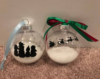 Snowmen & Santa's Sleigh Silhouette Ornaments