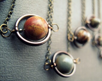 Planet Necklace - Solar System Necklace - Outer Space Jewelry - Science Jewelry - Stone Planet Pendant - Astronomy Jewelry - Sci Fi Jewelry