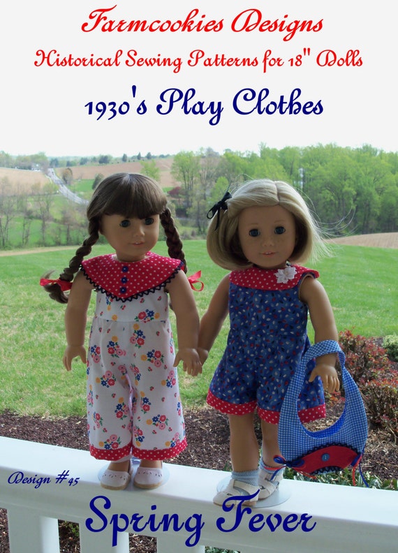 PDF SEWING PATTERN For 18 inch Doll Clothes / Spring Fever 1930's Play Clothes / Fits Like 18" American Girl doll Clothes Pattern