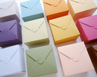 Small colorful boxes / square box / holiday gift box / jewelry box / treat box / wedding favors box / gift box / Assorted colors / set of 10