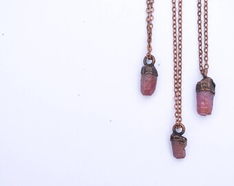 Ruby crystal necklace | Raw ruby necklace | Raw mineral necklace | Ruby gemstone pendant on copper chain | Rough ruby crystal pendant