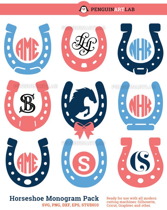 Download Horseshoe SVG Monogram Frames Western Horse Cut Files for