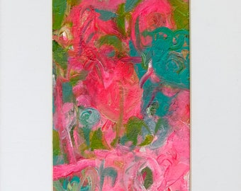 Abstract Painting, Original Small Acrylic Painting, Pink Turquoise Contemporary Fine Modern Wall Art Home Decor