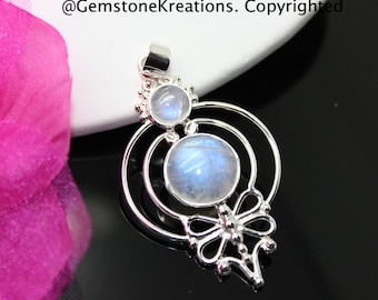 Moonstone Pendant, Moonstone Necklace, Moonstone Jewelry, Rainbow Moonstone, Sterling Silver Pendant
