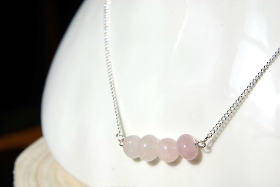 Rose Quartz Bar Necklace on 925 Silver, Crystal Jewelry, Gemstone Bar, Gift for Her, Love Stone, Crystals Necklace, Birthstone Jewel