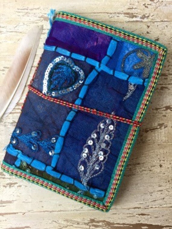BLUE SARI JOURNAL - Indian sari notebook -Student -Journal -Back to school -Sketch book- Photo album- Scrap book- Stocking Filler- Gift-Sale