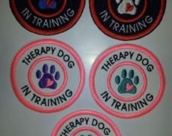U Pick Color Combo Sew On Embroidered Patch 3" - Therapy Dog In Training